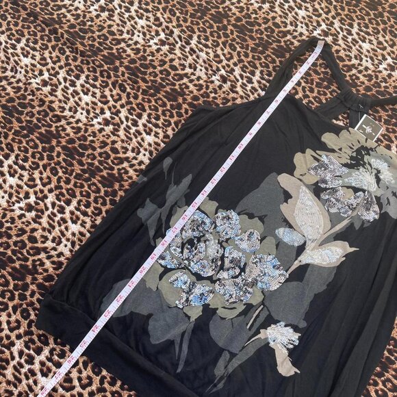 ꧁ floral sequin sleazy tank top ꧂ - Picture 6 of 7